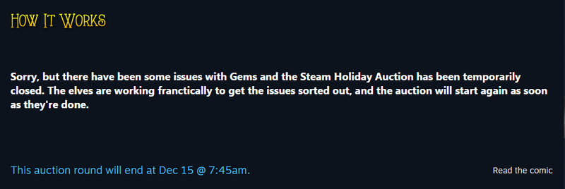 Illustration for article titled Steam Holiday Auction Shuts Down After Gem Exploits Spread (UPDATE)
